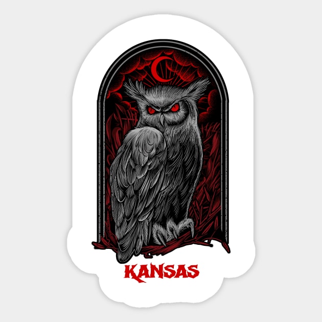 The Moon Owl Kansas Sticker by Pantat Kering